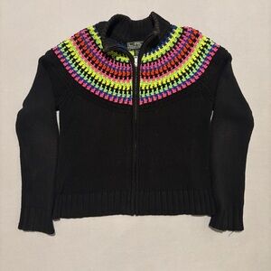 Lauren Ralph Lauren Jacket Black Knit Full Zip Fall Outdoor Casual Size Large